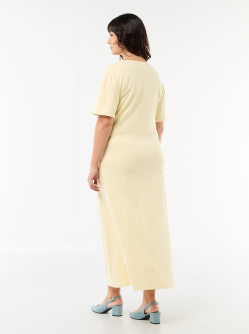 Robe longue plissé avec bijou doré - Kiabi