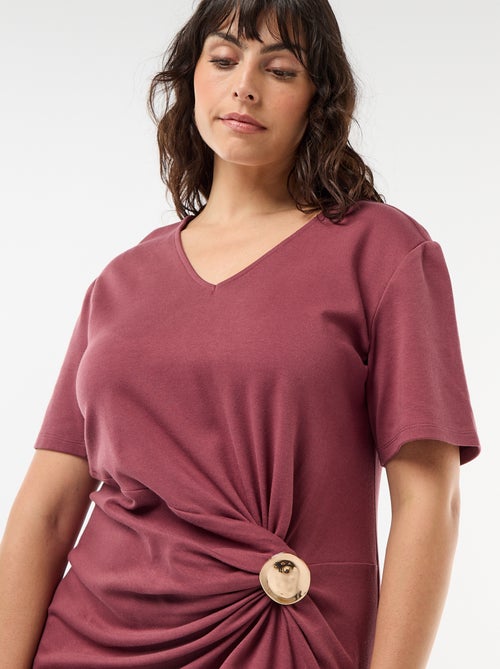 Robe longue plissé avec bijou doré - Kiabi