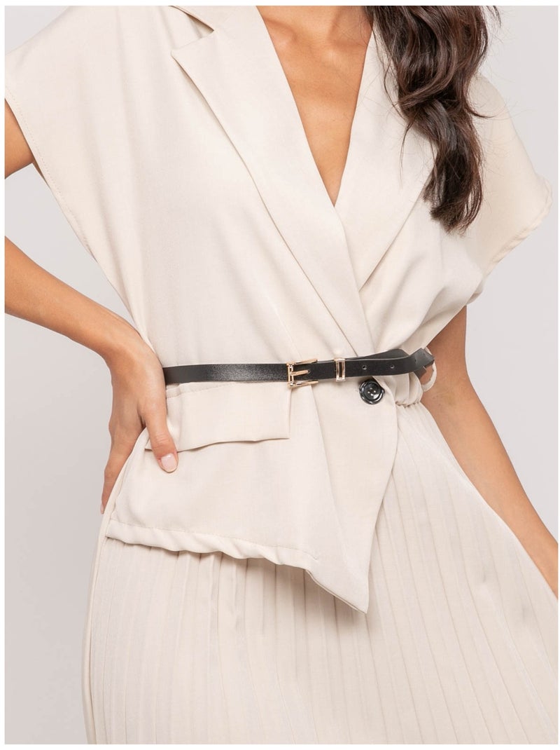 Robe longue plissée avec ceinture inara Ecru - Kiabi