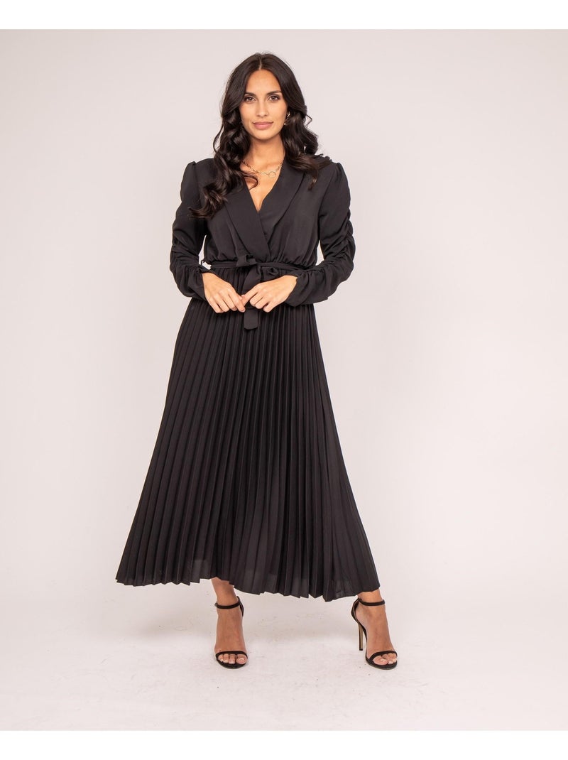 Robe longue plissée ilem Noir - Kiabi