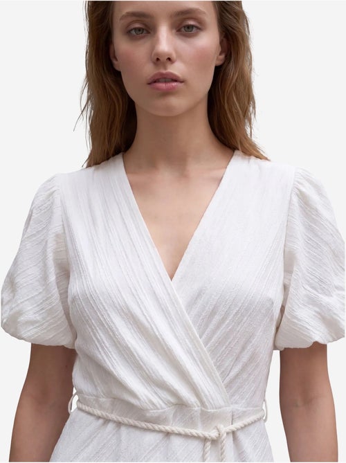 Robe longue portefeuille à col en v ceinturée my fashion - Kiabi