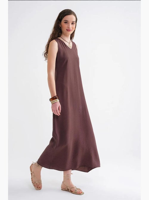 Robe longue sans manches à col en v et poches mixray - Kiabi