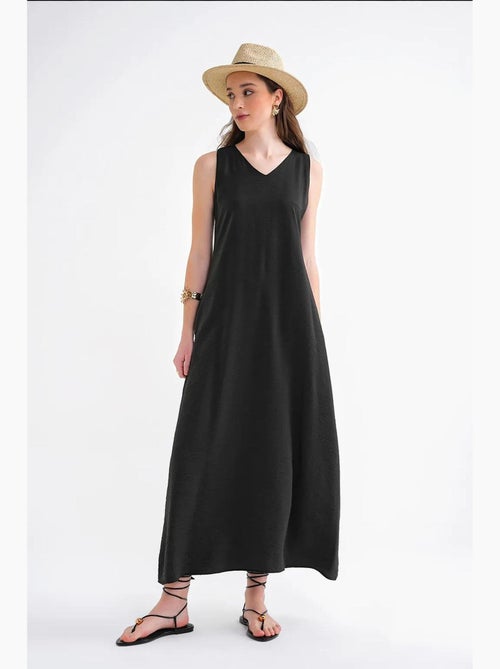 Robe longue sans manches à col en v et poches mixray - Kiabi