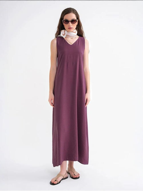 Robe longue sans manches à col en v et poches mixray - Kiabi