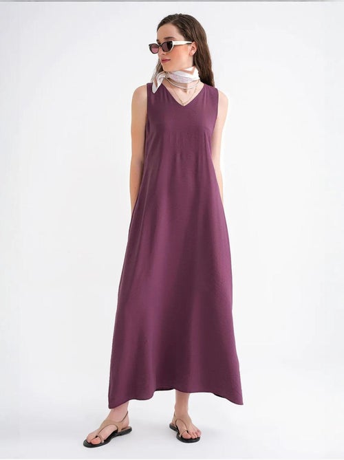 Robe longue sans manches à col en v et poches mixray - Kiabi