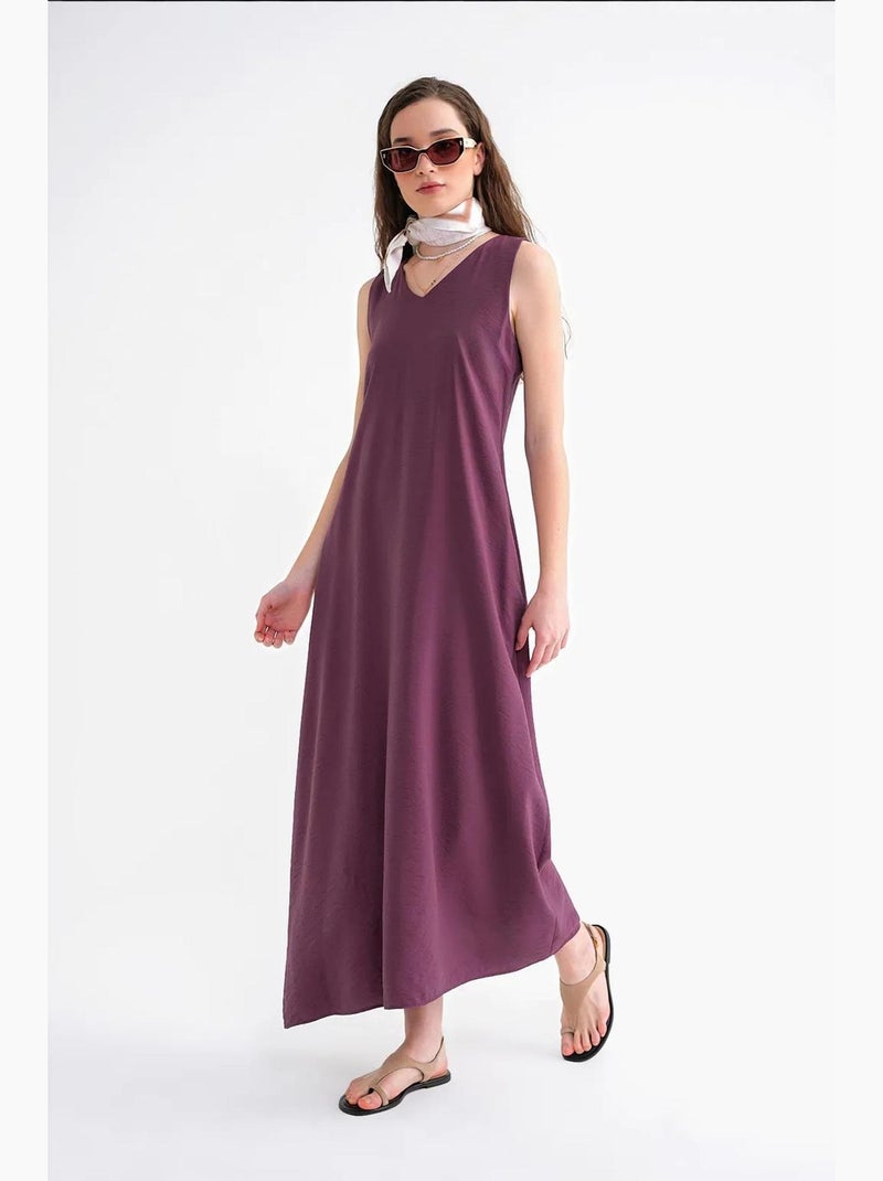 Robe longue sans manches à col en v et poches mixray Rouge bordeaux - Kiabi