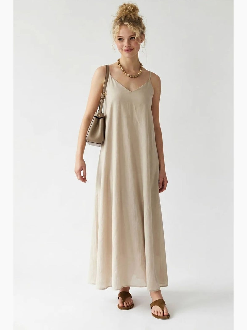 Robe longue sans manches coupe trapèze mixray Beige naturel - Kiabi