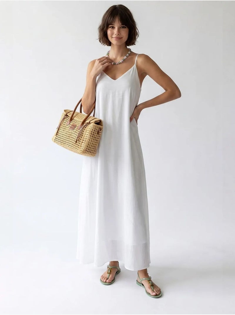 Robe longue sans manches coupe trapèze mixray Blanc - Kiabi