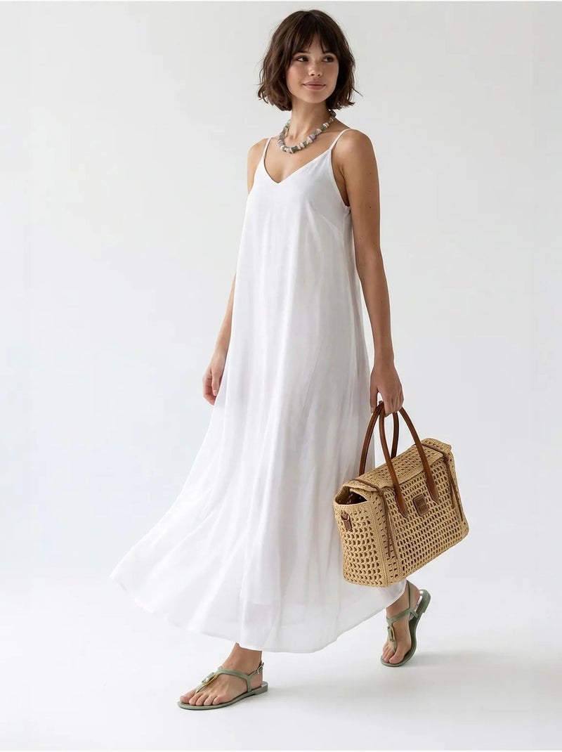 Robe longue sans manches coupe trapèze mixray Blanc - Kiabi