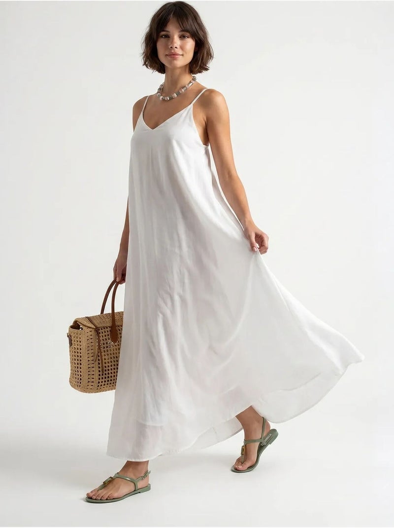 Robe longue sans manches coupe trapèze mixray Blanc - Kiabi