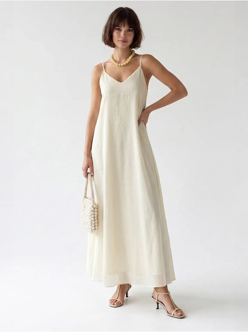 Robe longue sans manches coupe trapèze mixray Crème - Kiabi