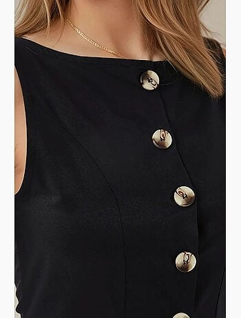 Robe longue sans manches en forme de a avec détails boutonnés hiccup