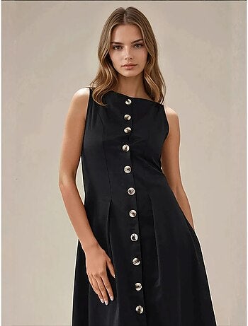 Robe longue sans manches en forme de a avec détails boutonnés hiccup