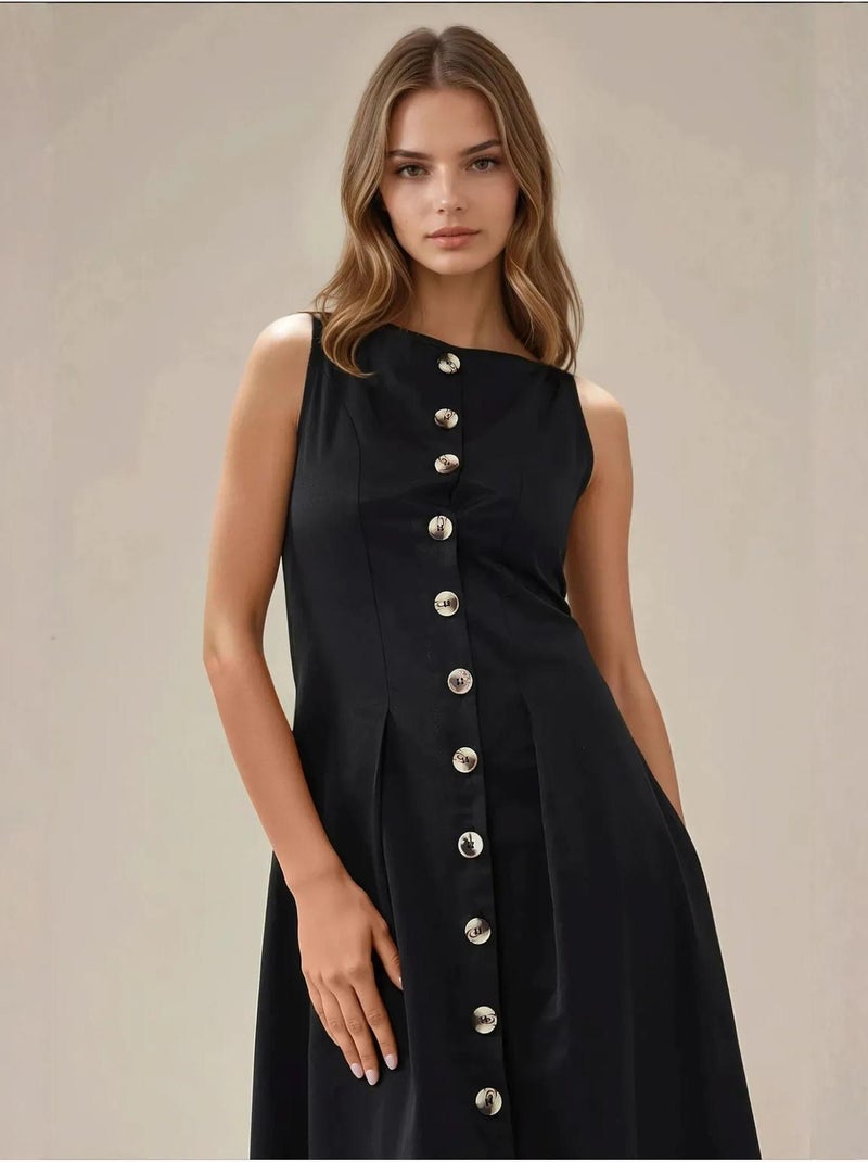 Robe longue sans manches en forme de a avec détails boutonnés hiccup Noir - Kiabi