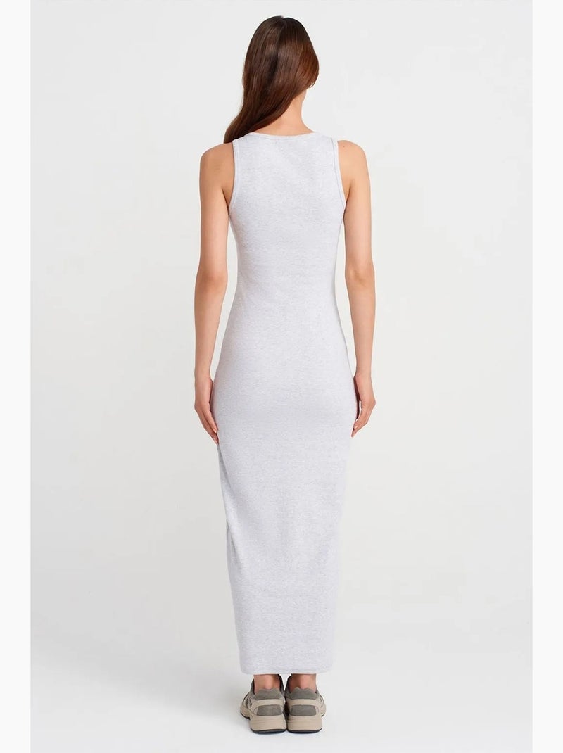 Robe longue sans manches en maille côtelée dilvin Gris clair - Kiabi