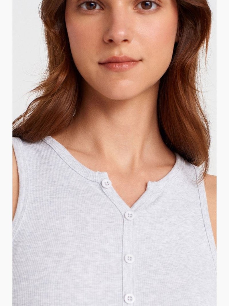 Robe longue sans manches en maille côtelée dilvin Gris clair - Kiabi
