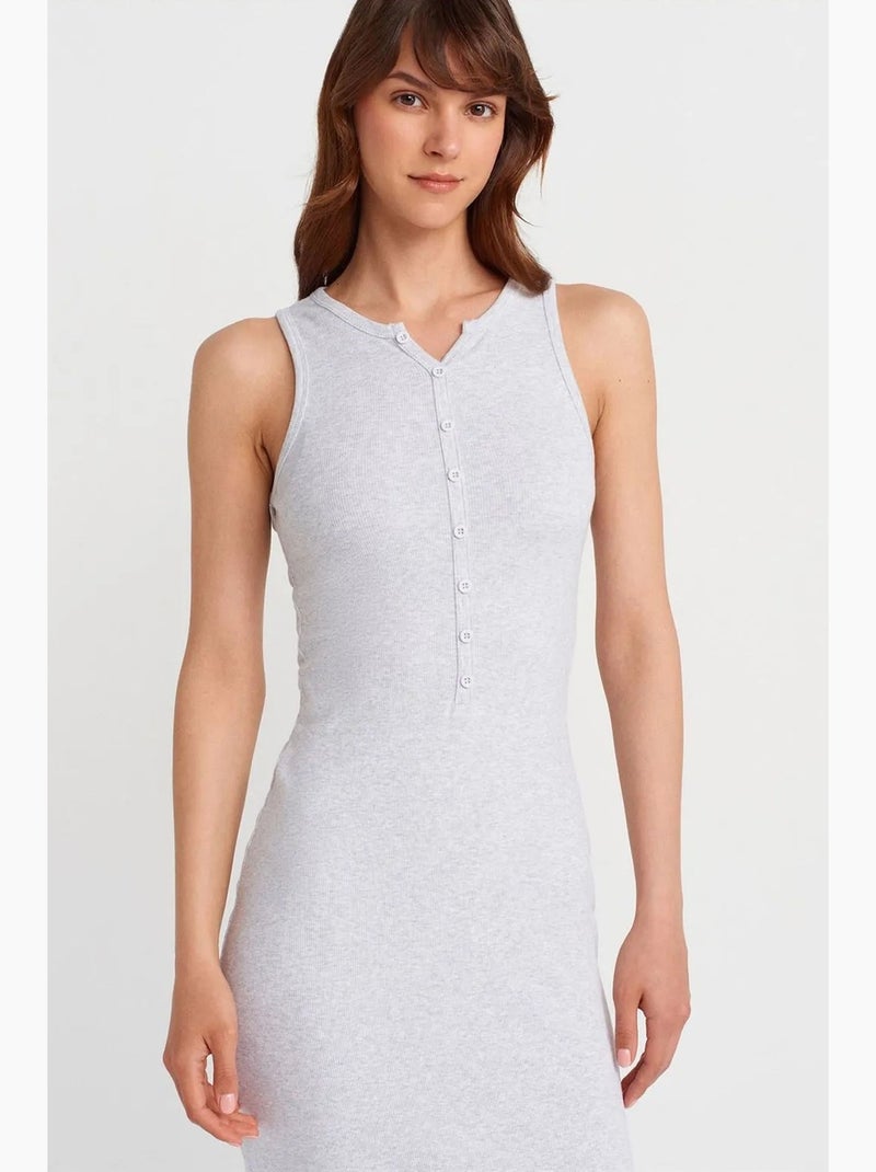 Robe longue sans manches en maille côtelée dilvin Gris clair - Kiabi