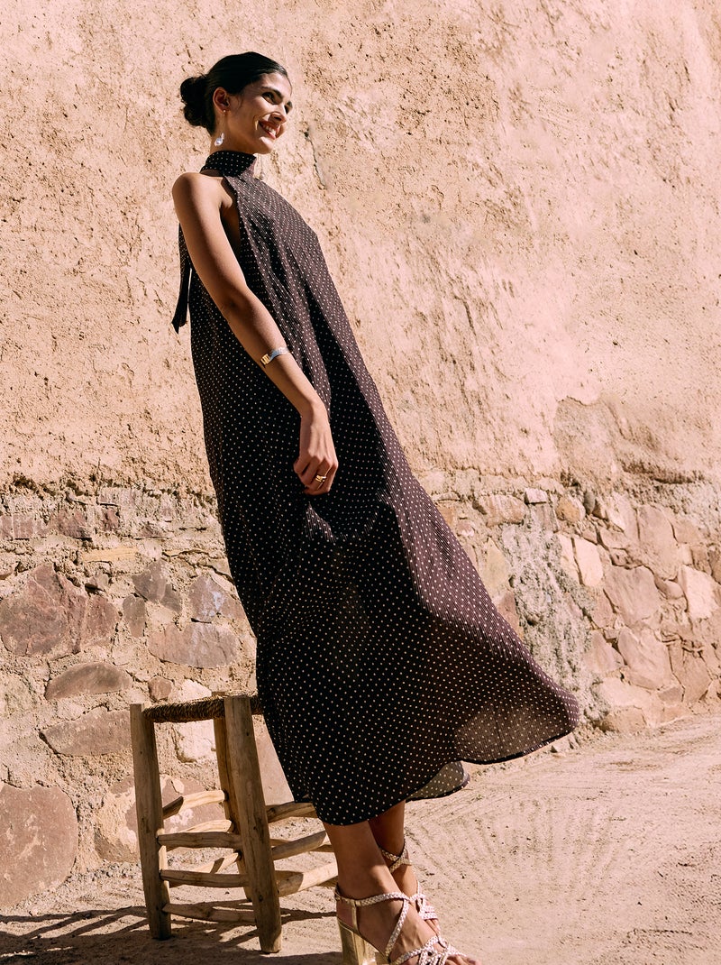 Robe longue sans manches Marron - Kiabi
