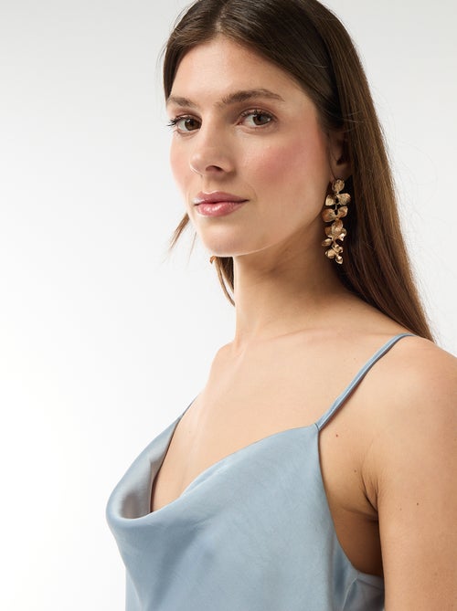 Robe longue satinée à fines bretelles - Kiabi