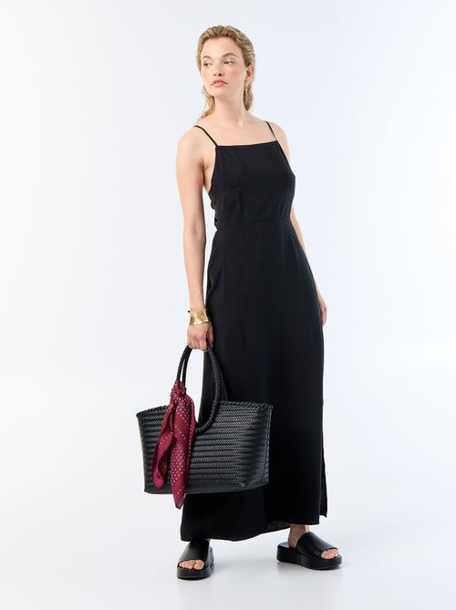 Robe longue satinée à fines bretelles - Kiabi Robe longue satinée à fines bretelles - Kiabi