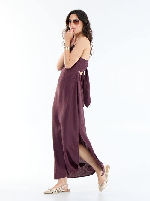 Robe longue satinée à fines bretelles - Kiabi