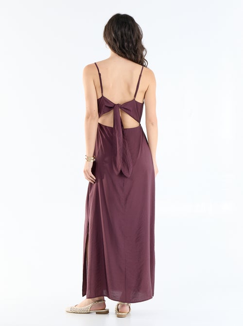 Robe longue satinée à fines bretelles - Kiabi