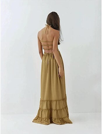 Robe longue texturée à col carré hiccup