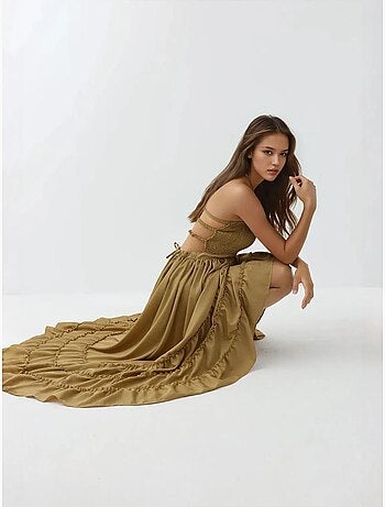 Robe longue texturée à col carré hiccup