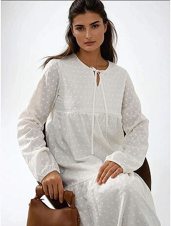 Robe longue texturée à col ras du cou hiccup