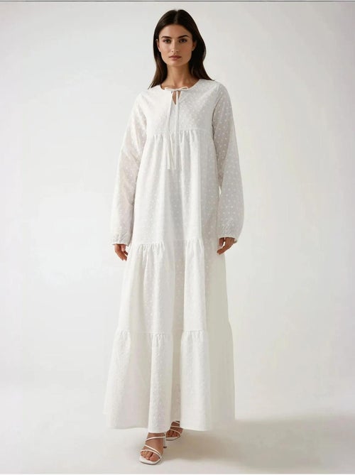 Robe longue texturée à col ras du cou hiccup - Kiabi Robe longue texturée à col ras du cou hiccup - Kiabi