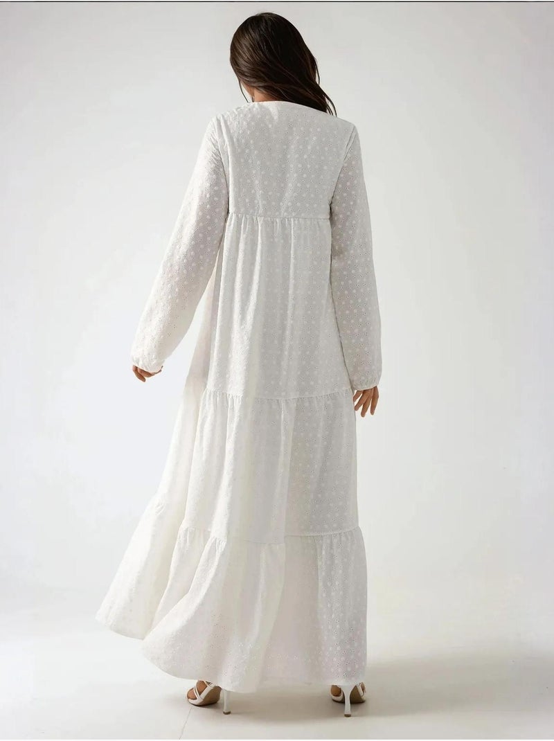 Robe longue texturée à col ras du cou hiccup Blanc - Kiabi
