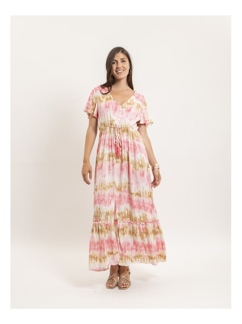 Robe longue tie and dye itessia Rose - Kiabi