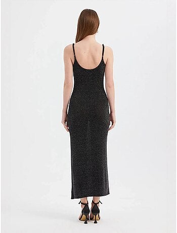 Robe longue tissée unie à bretelles spaghetti