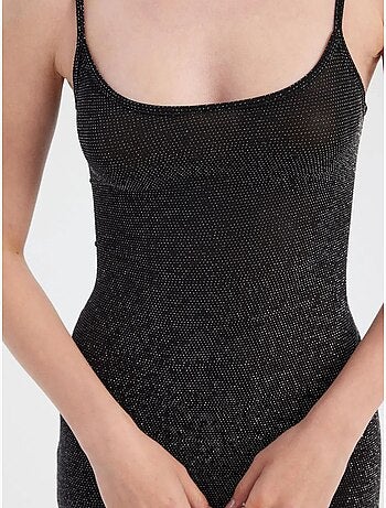 Robe longue tissée unie à bretelles spaghetti