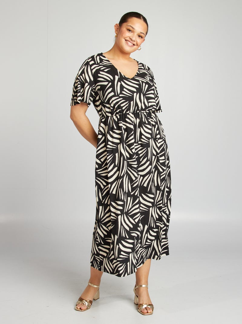 Robe longue tissu texturé NOIR - Kiabi