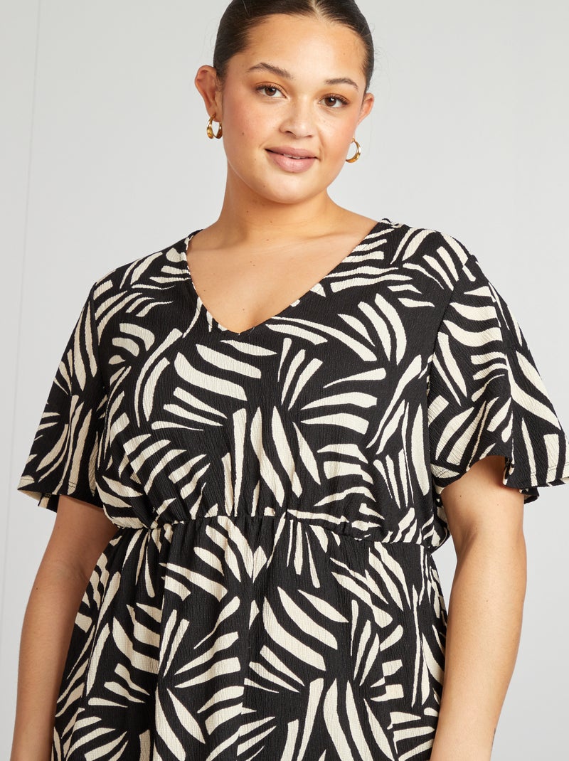 Robe longue tissu texturé NOIR - Kiabi