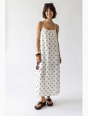 Robe longue trapèze à pois mixray