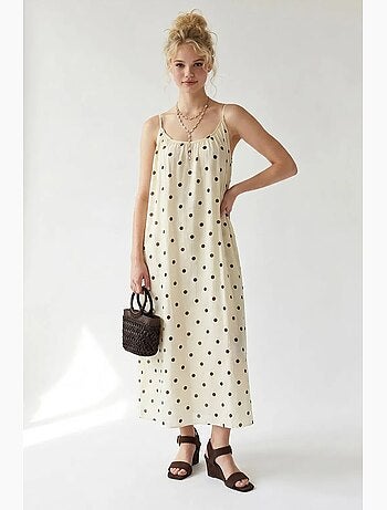 Robe longue trapèze à pois mixray