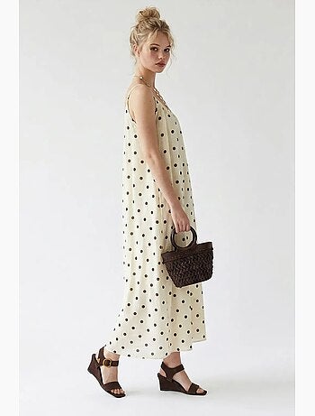 Robe longue trapèze à pois mixray