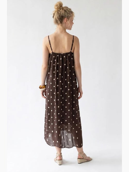 Robe longue trapèze à pois mixray - Kiabi