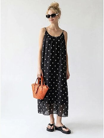 Robe longue trapèze à pois mixray