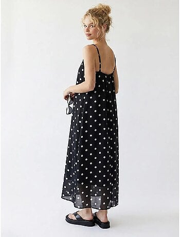 Robe longue trapèze à pois mixray