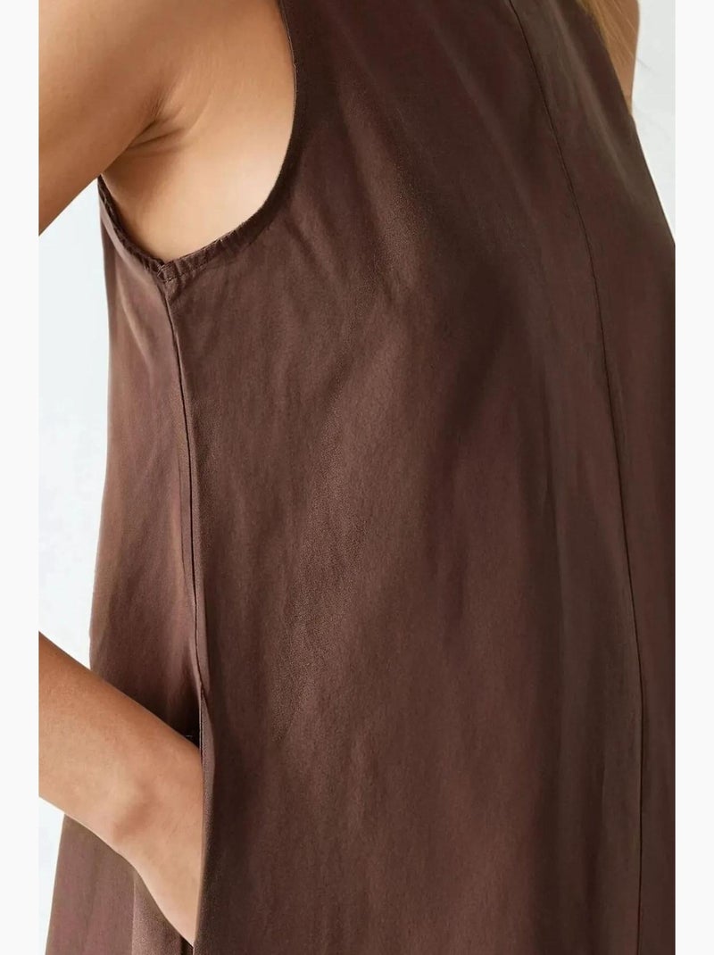 Robe longue trapèze sans manches à col ras du cou hiccup Marron foncé - Kiabi