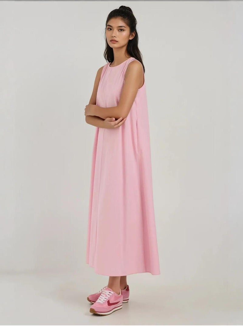 Robe longue trapèze sans manches à col ras du cou hiccup Rose clair - Kiabi