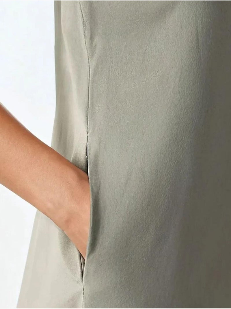 Robe longue trapèze sans manches à col ras du cou hiccup Vert pastel - Kiabi