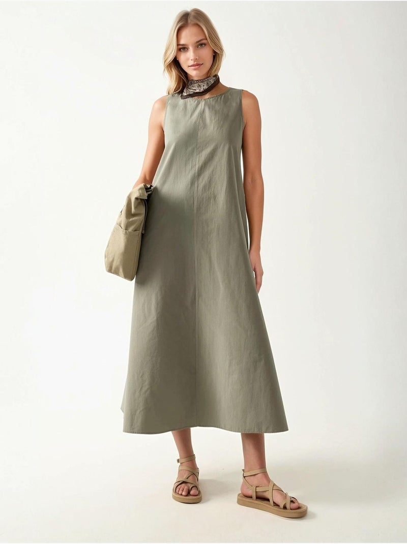 Robe longue trapèze sans manches à col ras du cou hiccup Vert pastel - Kiabi