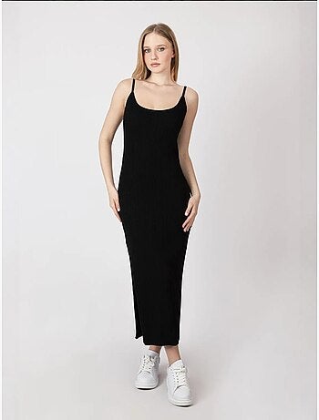 Robe longue tricotée à bretelles et col rond hiccup