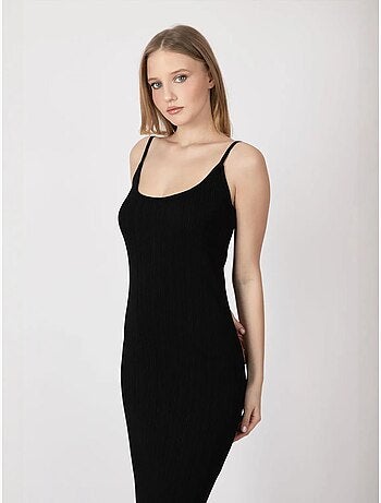 Robe longue tricotée à bretelles et col rond hiccup