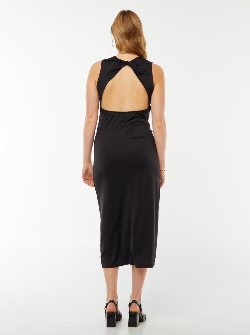 Robe longue unie à dos nu Noir - Kiabi