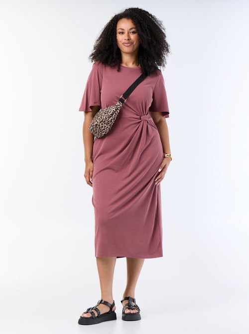 Robe longue unie avec nœud devant - Kiabi